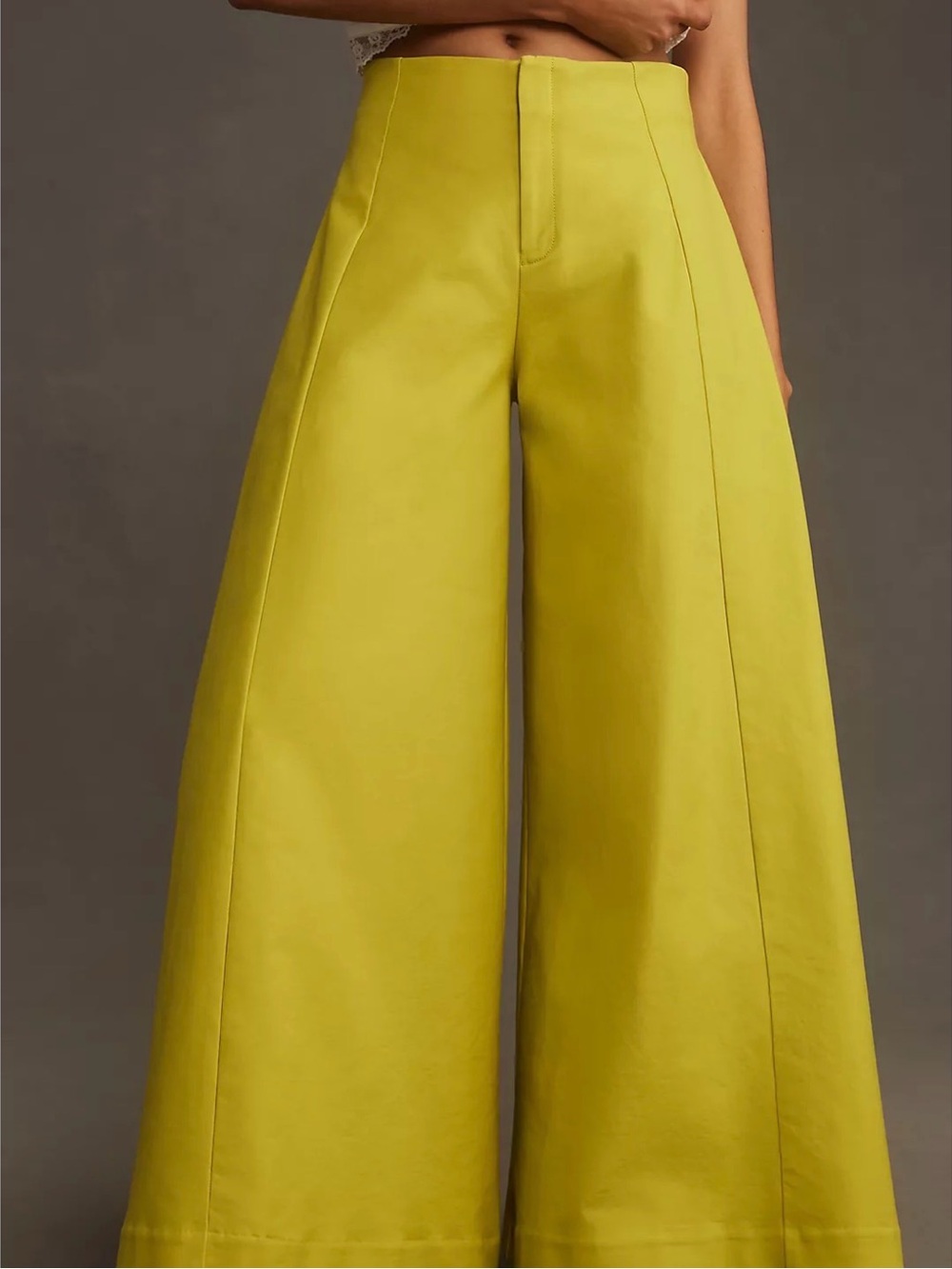 Anthropology Mauve High-Waist Wide Leg Pants in Mustard. Yellow/green - Picture 4 of 9
